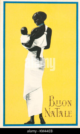Natale italiano postacard durante l Africa orientale di occupazione (1930) Foto Stock
