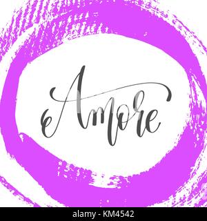 Amore - scritte a mano poster sul rosa tratto di pennello pattern Illustrazione Vettoriale