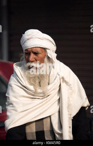 Ritratto di vecchio punjabi sikh l uomo con una lunga barba bianca Foto Stock