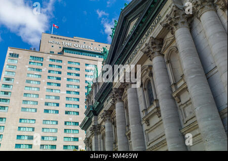 Montreal Quebec, Canada opinioni generali. Il Queen Elizabeth Hotel (in francese: Le Reine Élizabeth; nome ufficiale inglese Fairmont The Queen Elizabeth) è un hotel Foto Stock