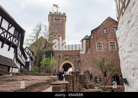 Germania: La casta di Wartburg nella città di Eisenach, nello stato della Turingia. Qui Martin Lutero tradusse il nuovo Testamento della Bibbia in tedesco. Foto del 04. Aprile 2014. | utilizzo in tutto il mondo Foto Stock