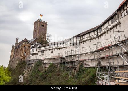 Germania: La casta di Wartburg nella città di Eisenach, nello stato della Turingia. Qui Martin Lutero tradusse il nuovo Testamento della Bibbia in tedesco. Foto del 04. Aprile 2014. | utilizzo in tutto il mondo Foto Stock