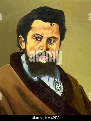 Modest MUSSORGSKY (1839-1881). Il compositore russo. ritratto. acquerello. Foto Stock