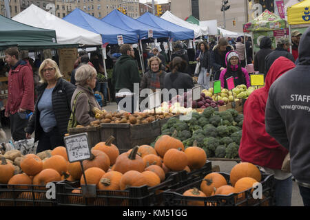 La gente acquista per ortaggi al Grand Army Plaza Farmers Market appena prima del giorno del Ringraziamento, Brooklyn, New York. Foto Stock