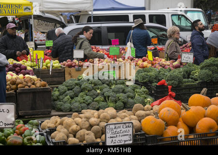 La gente acquista per ortaggi al Grand Army Plaza Farmers Market appena prima del giorno del Ringraziamento, Brooklyn, New York. Foto Stock