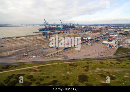 Vista aerea del porto di Felixstowe Foto Stock