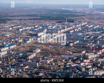 Vista aerea della città di piccole dimensioni Foto Stock