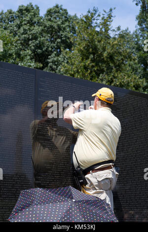 Il Memoriale dei Veterani del Vietnam sul National Mall di Washington DC, Stati Uniti. Foto Stock