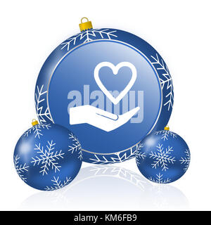 Care Love Blue christmas Balls icona Foto Stock