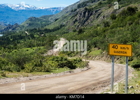 Dettaglio della carretera austral in Cile Foto Stock