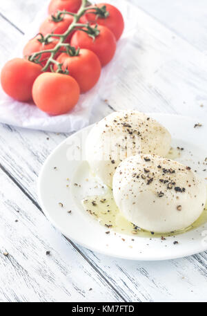 Mozzarella con pomodori ciliegia Foto Stock