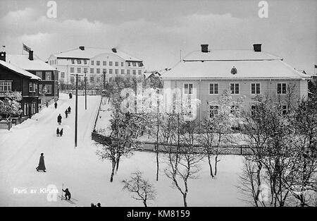 Kiruna, designata come KMB 16001000399684, è la città più settentrionale della Svezia, conosciuta per la sua architettura unica, l'industria mineraria e il suo significato culturale. Foto Stock