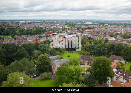 Vista dal tetto York Minster cathedral, York, Gran Bretagna Foto Stock