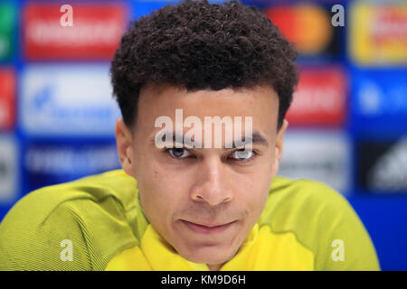 Tottenham Hotspur's dele Alli durante una conferenza stampa tenutasi a Enfield Training Centre di Londra. Foto Stock