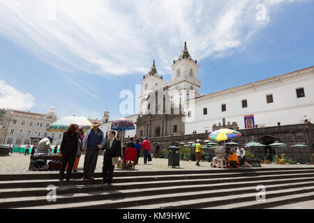 Centro Storico Di Quito; Chiesa E Convento Di San Francesco, ( El San Francisco ), Plaza De San Francisco, Quito, Ecuador, Sud America Foto Stock
