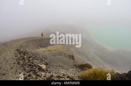 Sfida per i turisti di trekking: Una parte del Parco Nazionale del Tongariro, attraversata dal leggendario tracciato del Tongariro (Tongariro Alpine Crossing), assomiglia a un paesaggio lunare con un lago turchese (Laghi di Smeraldo). (05 febbraio 2016) | utilizzo in tutto il mondo Foto Stock