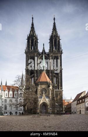 Cattedrale di Meissen a Meissen, Germania, 16.11.2017. La chiesa è anche chiamata St. Johannis und St. Donatus. | utilizzo in tutto il mondo Foto Stock