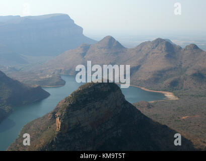 Mpumalanga, Sud Africa, in vista delle tre rondavels e il Fiume Blyde Canyon Foto Stock