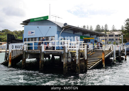 Attracco a Watson Bay Wharf, watsons, un sobborgo a est di Sydney, Nuovo Galles del Sud, Australia Foto Stock