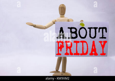 Ispirazione concettuale per la scrittura a mano con didascalie di testo che mostrano il concetto di Friday Business per il venerdì - buon fine della settimana con una scultura di note adesive Foto Stock