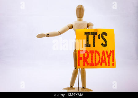 Ispirazione concettuale per la scrittura a mano con didascalie di testo che mostrano il concetto di Friday Business per il venerdì - buon fine settimana su un backgroun di sculture di note adesive Foto Stock