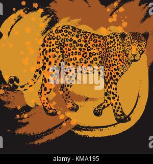 Disegnato a mano stile sketch leopard. isolato illustrazione vettoriale. Illustrazione Vettoriale