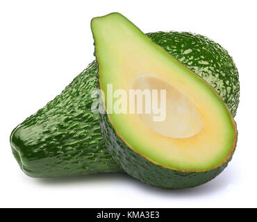 Verde avocado con fetta isolato Foto Stock