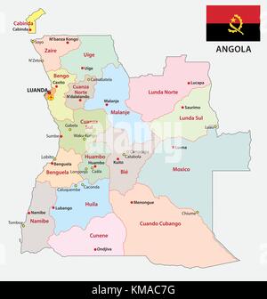 Angola politica e amministrativa di mappa vettoriale Illustrazione Vettoriale