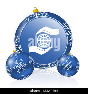 Proteggi a mano l'icona blu delle palline di natale Foto Stock