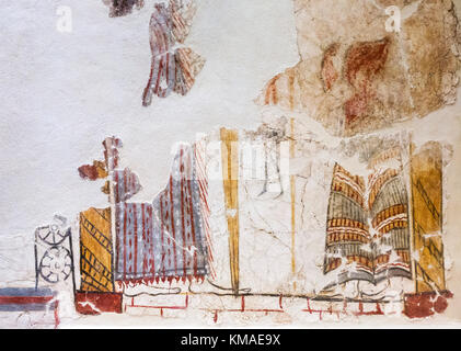 Resti di affresco nel Museo di Mycenae, Mikines, Peloponneso, Grecia Foto Stock