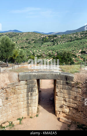 Tholos del Lions (Tomba del Lions), Micene, Mikines, Peloponneso, Grecia Foto Stock