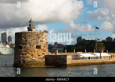 Fort Denison su Pinchgut Island a Sydney, Nuovo Galles del Sud, Australia. Foto Stock