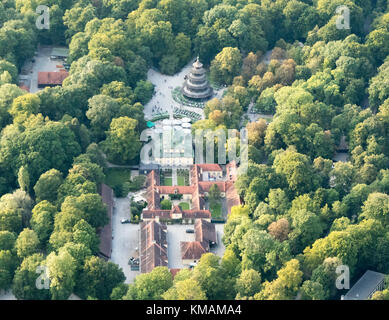 Vista aerea della pagoda cinese, il Giardino Inglese Monaco di Baviera, Germania Foto Stock