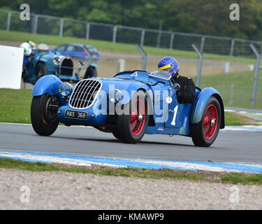 Sam stretton, alta sport, Mad Jack, pre-guerra di auto sportive, donington storica festa, aprile 2017, motor racing, motor sport, motorsport, nostalgia, Foto Stock