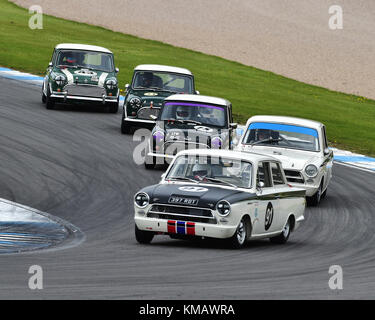 Martin strommen, Ford Cortina Lotus, u2TC, pre-66, al di sotto di 2 litro touring cars, donington storica festa, 2017, motor racing, motor sport, motorspor Foto Stock