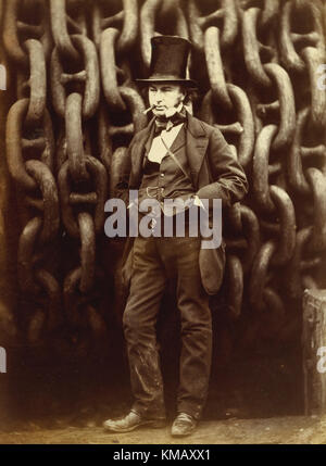 Isambard Kingdom Brunel ritratto in piedi da catene di lancio del Great Eastern da Robert Howlett a Millwall 1857 Foto Stock
