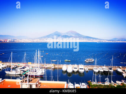 Napoli e Vesuvio, Italia Foto Stock