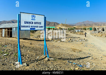 Presso l'Unhcr barahele campo profughi per rifugiati e richiedenti asilo provenienti da Eritrea, berhale, afar regione nel nord-est dell Etiopia Foto Stock