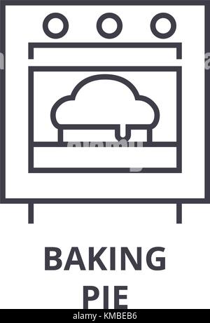 Torta da forno icona della linea di contorno, segno, simbolo lineare, vettore illustrazione piatta Illustrazione Vettoriale