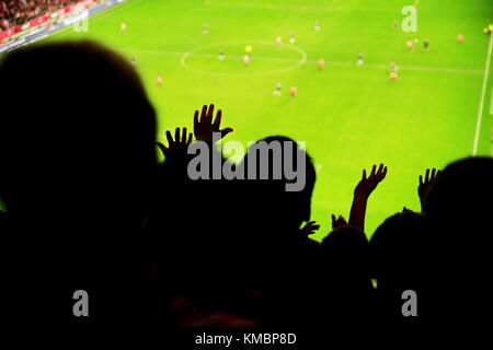 Spettatori tifosi calcio Foto Stock