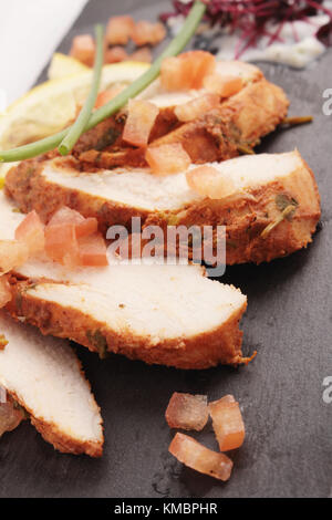 Straccetti di pollo tikka platter Foto Stock