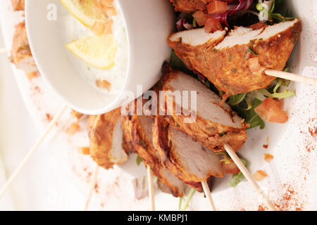 Straccetti di pollo tikka platter Foto Stock