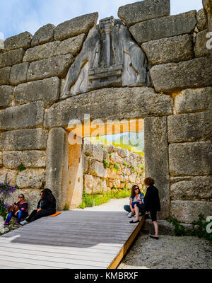 The Lion Gate a Micene in Grecia Foto Stock