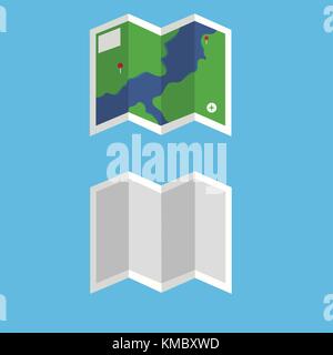 Mappa piatta vector set.la mappa con un livello di dettaglio e la distensione vector.mappa di viaggio su sfondo blu.blank mappa vettore Illustrazione Vettoriale