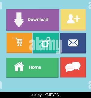 Le icone dei pulsanti colorati sul mobile vettore di applicazione Illustrazione Vettoriale