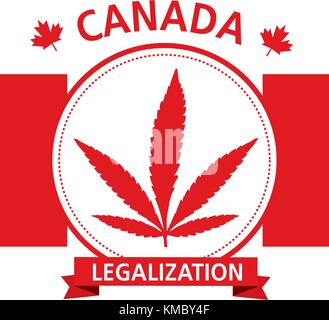 La cannabis legalizzazione canada emblema logo vettoriale Illustrazione Vettoriale