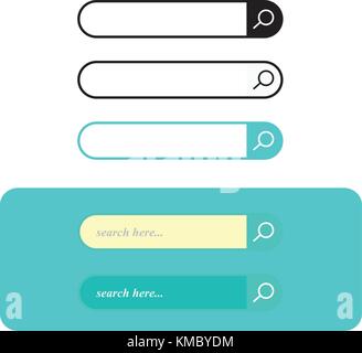 Barra di ricerca vettore di set di elementi di interfaccia con il pulsante di ricerca, casella di ricerca moderno design semplice Illustrazione Vettoriale