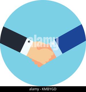 Stringe la mano business illustrazione vettoriale, simbolo di successo deal, felice di partenariato, saluto shake, casual accordo di handshaking segno piatto design Illustrazione Vettoriale