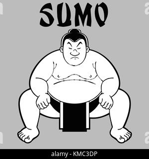 Giapponese lottatore di sumo lotta atleta sport pesanti Illustrazione Vettoriale