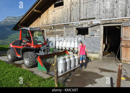 Engelberg, Svizzera - 2 August 2017: agriturismo su engelberg sulle alpi svizzere Foto Stock